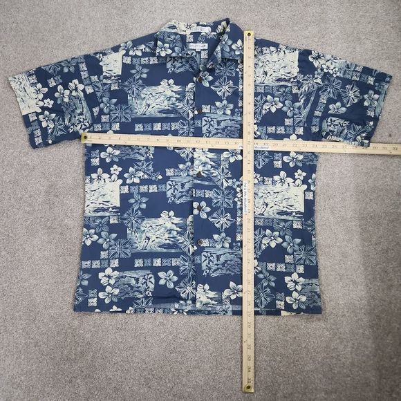 Pierre Cardin Floral Blue Vacation Button-Up Shirt - Picture 6 of 8